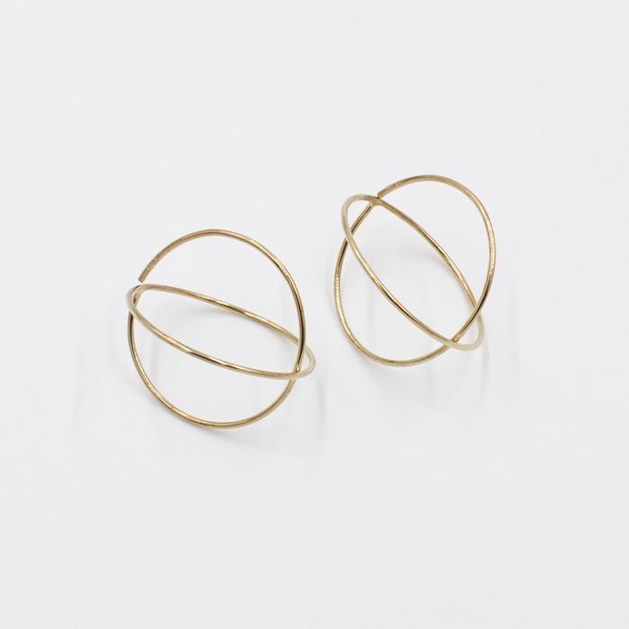 Double Circle Earrings Yellow Gold by Herman Hermsen