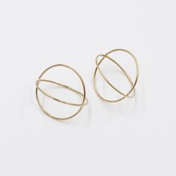Double Circle Earrings Yellow Gold by Herman Hermsen